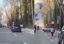 Sarıyer'de motosikletlilerin tehlikeli yolculuğu kamerada