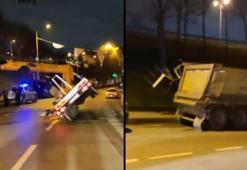 Esenlerde parti bayraklarının sökülme işlemi sırasında vinç devrildi; 2 yaralı