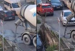 Maltepe'de beton mikseri yola beton döktü