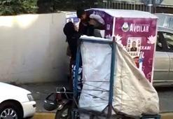 Avcılar'da giysi kumbaralarından hırsızlık kamerada