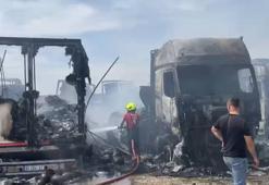 Mersin'de TIR garajında yangın: 5 araç kullanılamaz hale geldi