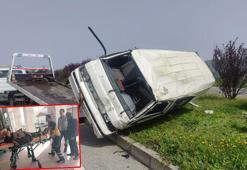 Minibüs, refüjdeki ağaçlara çarpıp takla attı: 1’i Kırgızistanlı 2 yaralı