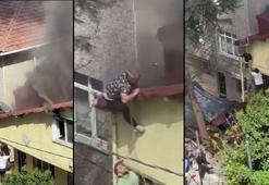 Ümraniye'de alevler arasında can pazarı; Çatıda kalan komşularını böyle kurtardılar
