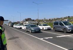 Tekirdağ'dan İstanbul yönüne trafik yoğunluğu