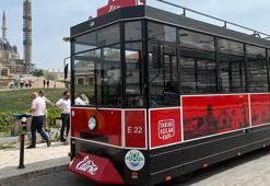 Edirne'de nostaljik tramvay görünümlü 'Turistik Gezi Treni' ilk seferini yaptı