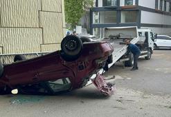 Tuzla’da korkuluklara çarpan otomobil alt geçide düştü: 1 yaralı