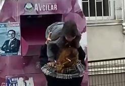Avcılar'da giysi kumbarasından hırsızlık kamerada