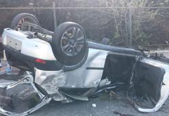 Kayseri’de takla atan otomobil karşı şeride savruldu: 4 yaralı