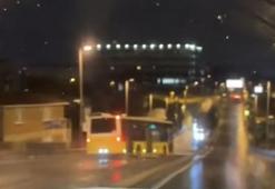 Maltepe'de refüjü aşan İETT otobüsünün karşı şeride geçtiği anlar kameraya yansıdı