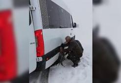 Sürücüler, 2 bin 918 rakımlı Ilgar Dağı'nı araçlarına zincir takarak aştı