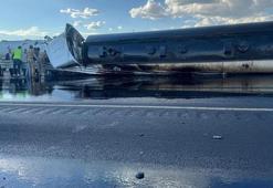 Mardin'de devrilen akaryakıt yüklü tankerin şoförü öldü