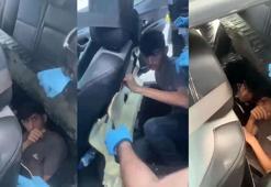 Cipin koltuğunun altında 2 kaçak göçmen yakalandı; nefes alabilmeleri için hortum sistemi kurulmuş