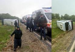 Sera işçilerini taşıyan minibüs devrildi: 14 yaralı