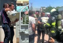 Evde çıkan yangında mahsur kalan bebeği itfaiye kurtardı