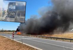 Seçimin yapıldığı Hilvan'a giden polisleri taşıyan midibüs yandı