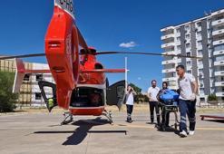 Ambulans helikopter, mezrada attan düşen yaralı için havalandı