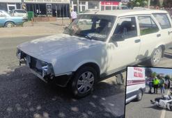 Yaya geçidinde otomobilin çarptığı motosikletin sürücü yaralandı