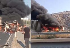 İzmir'de zincirleme trafik kazasında araçlar yandı: 6 yaralı