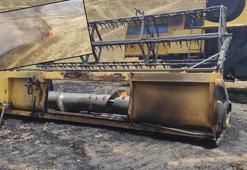 Biçerdöver alev aldı, 450 dönüm buğday ekili arazi zarar gördü