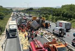 Büyükçekmece TEM'de kamyon kazası: 1 yaralı