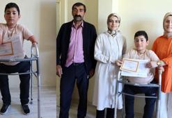 Protez kol ve bacağına kavuşan Nakşin'in karne sevinci