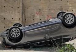 Edirne'de site bahçesine düşen otomobilde anne ile oğlu yaralandı