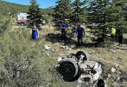 Şarampole devrilen otomobildeki aynı aileden 3’ü çocuk 6 kişi yaralandı