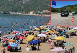 Mavi bayraklı İnkumu doldu; araç geçişine izin verilmedi