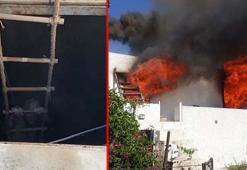 Evini ateşe verdi, jandarmayı görünce bahçesindeki su kuyusuna atlayıp bacağını kırdı