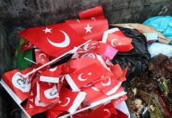 Türk bayraklarını çöpe atanlar araştırılıyor