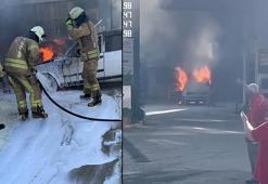 Üsküdar'da benzin istasyonunda otomobil alev alev yandı