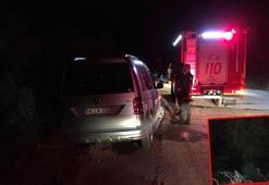 Araç uçurumda asılı kaldı, sürücü 20 metreden düştü
