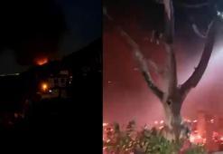 Mangal ateşinden çıkan yangında 3 katlı bina alev alev yandı