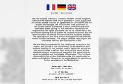 Almanya, İngiltere ve Fransa’dan Gazze için ateşkes açıklaması