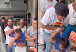 Taciz ettiği kadının eşi ve arkadaşları tarafından dövüldü; o anlar kamerada