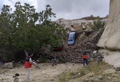 Nevşehir'de yaşanan sel felaketinden sonra peribacalarında hasar tespit çalışması