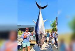 Balıkçılar, oltayla 317 kilogramlık orkinos yakaladı