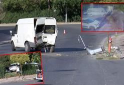 Küçükçekmece'de okul yolundaki kaza güvenlik kamerasında