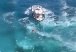 Boğulmak üzereyken deniz simidiyle kurtarıldı