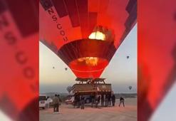 Kapadokya'da sıcak hava balonu, otomobile çarptı