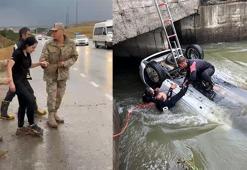 Otomobil kanala uçtu; anne-baba öldü, kızları yüzerek kurtuldu