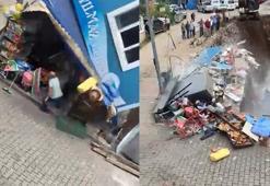 Temel kazısı sırasında yandaki market yıkıldı: 1 yaralı