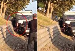 Esenler'de otoyol kenarında kadına şiddet kamerada