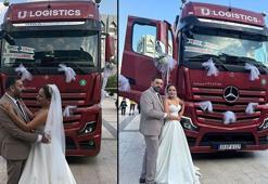 Dünyaevine giren TIR şoförü çiftten, ekmek teknelerinin önünde dans