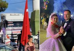TIR'ını gelin arabası yaptı