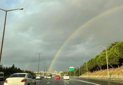İstanbul'da karabulutların ardından gökkuşağı çıktı