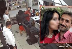 Kadının eski eşini darbetmesi kamerada