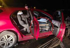 Kazada, otomobili delen demir, bacağına saplandı