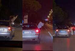 Kartal'da seyir halindeki otomobilden sarkarak canını hiçe saydı