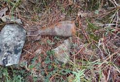 Mantar toplamaya gittikleri ormanda havan topu mermisi buldular